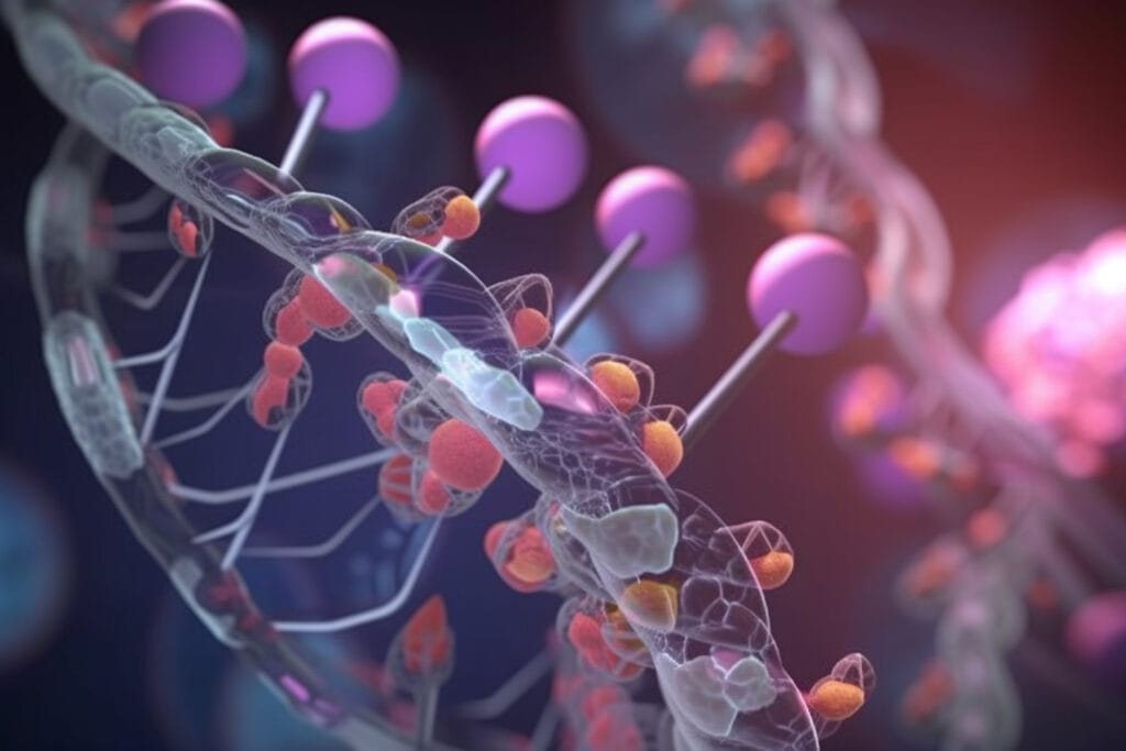 Vibrant 3D Illustration of DNA Replication in Microscopic Detail CRISPR