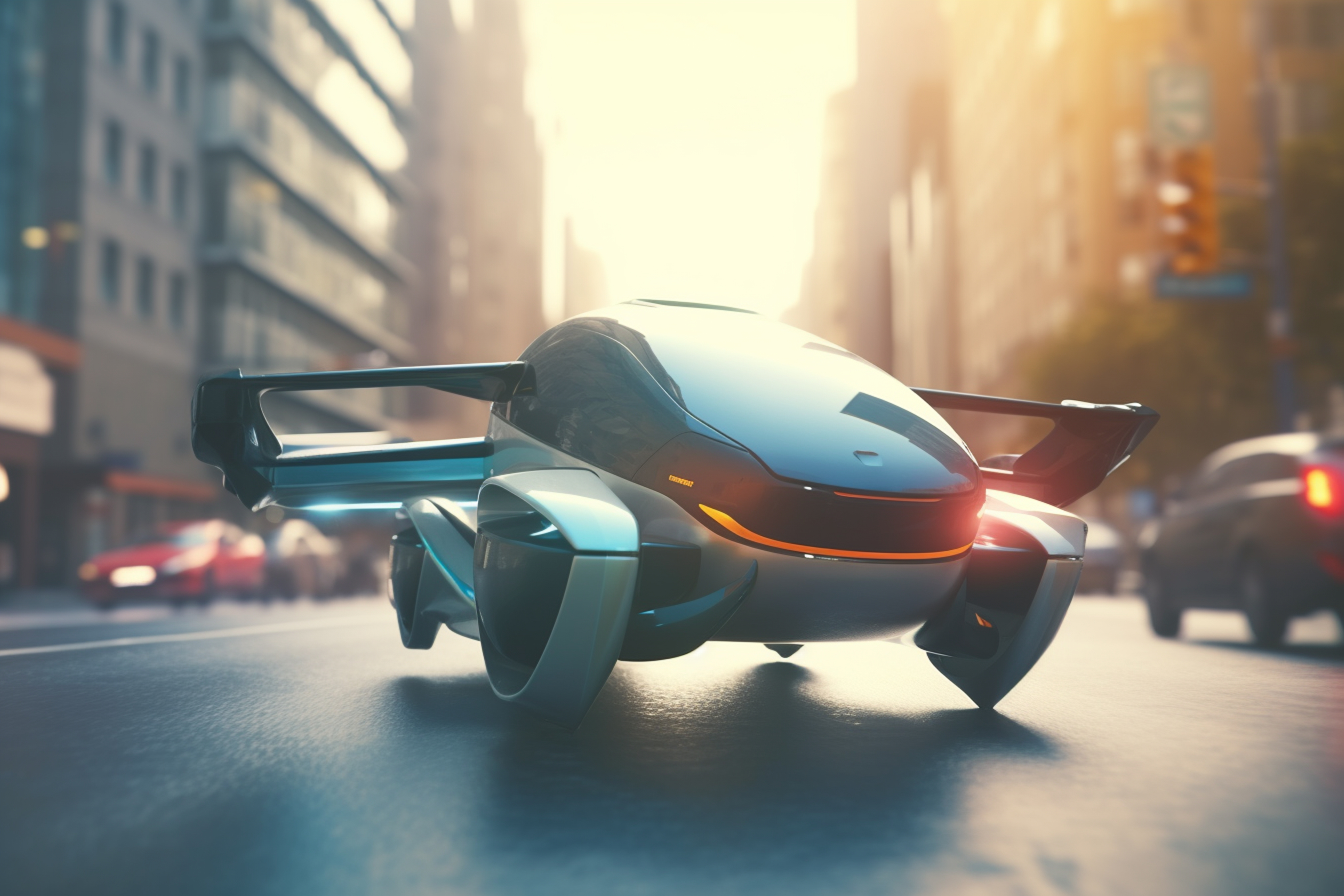 Flying Cars in the City: A Futuristic AI-Powered Concept Illustration China New Generation Transport